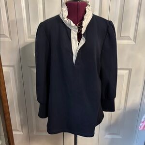 Pomander Place Navy and White Blouse